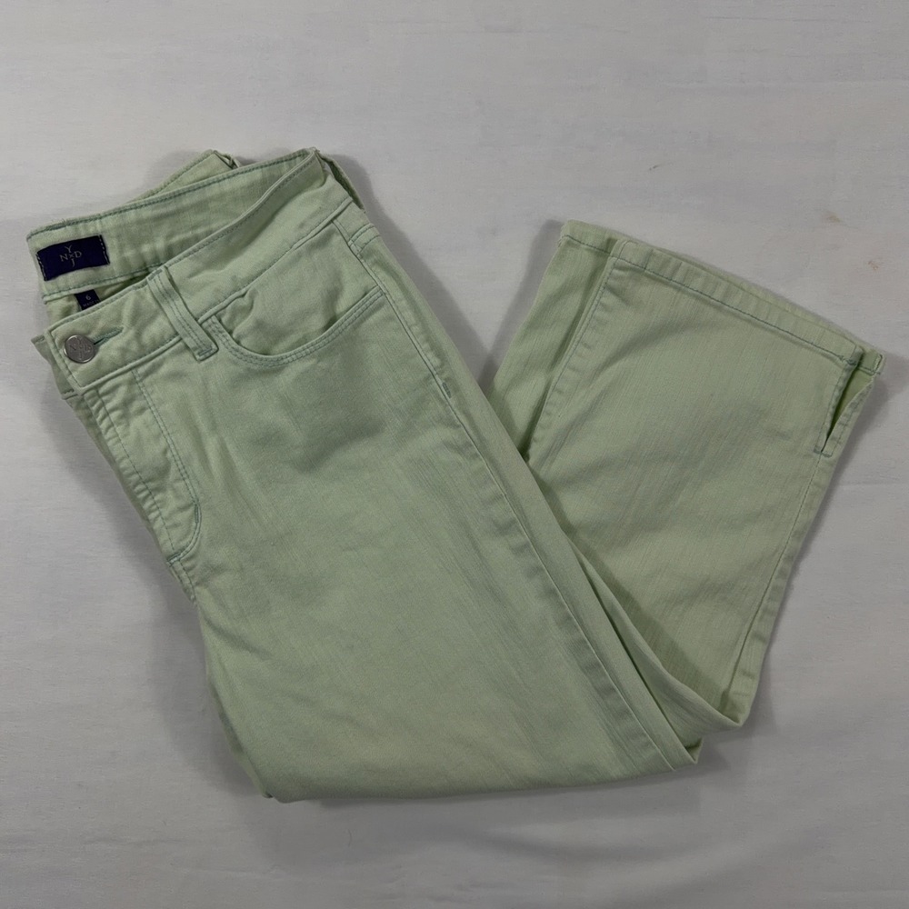 NYDJ Lift Tuck Technology Cropped Stretch Denim Jeans Size 6 Mint Green Pastel